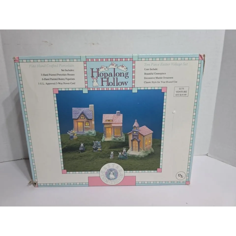 Porcelain Hand Painted Easter Village Hopalong House Complete - photo 2