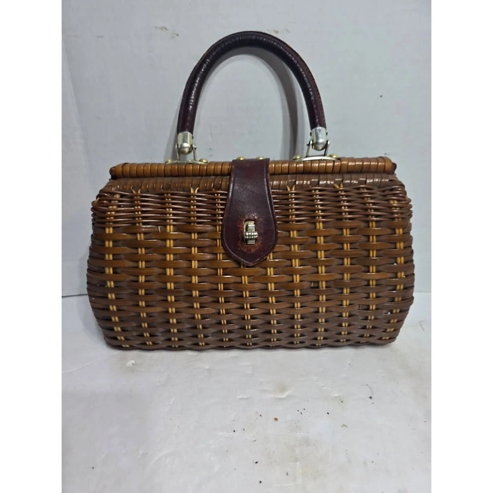 Vintage B. B. Rattan Wicker Handbag
