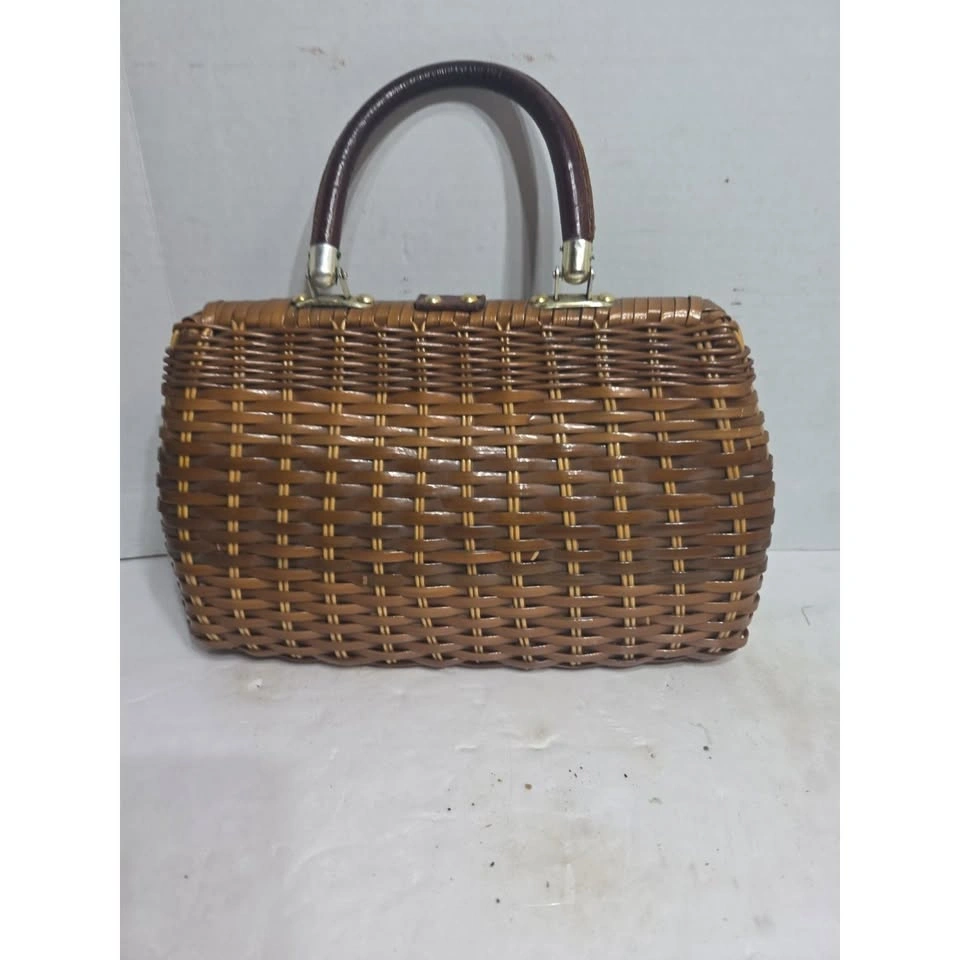 Vintage B. B. Rattan Wicker Handbag - photo 5