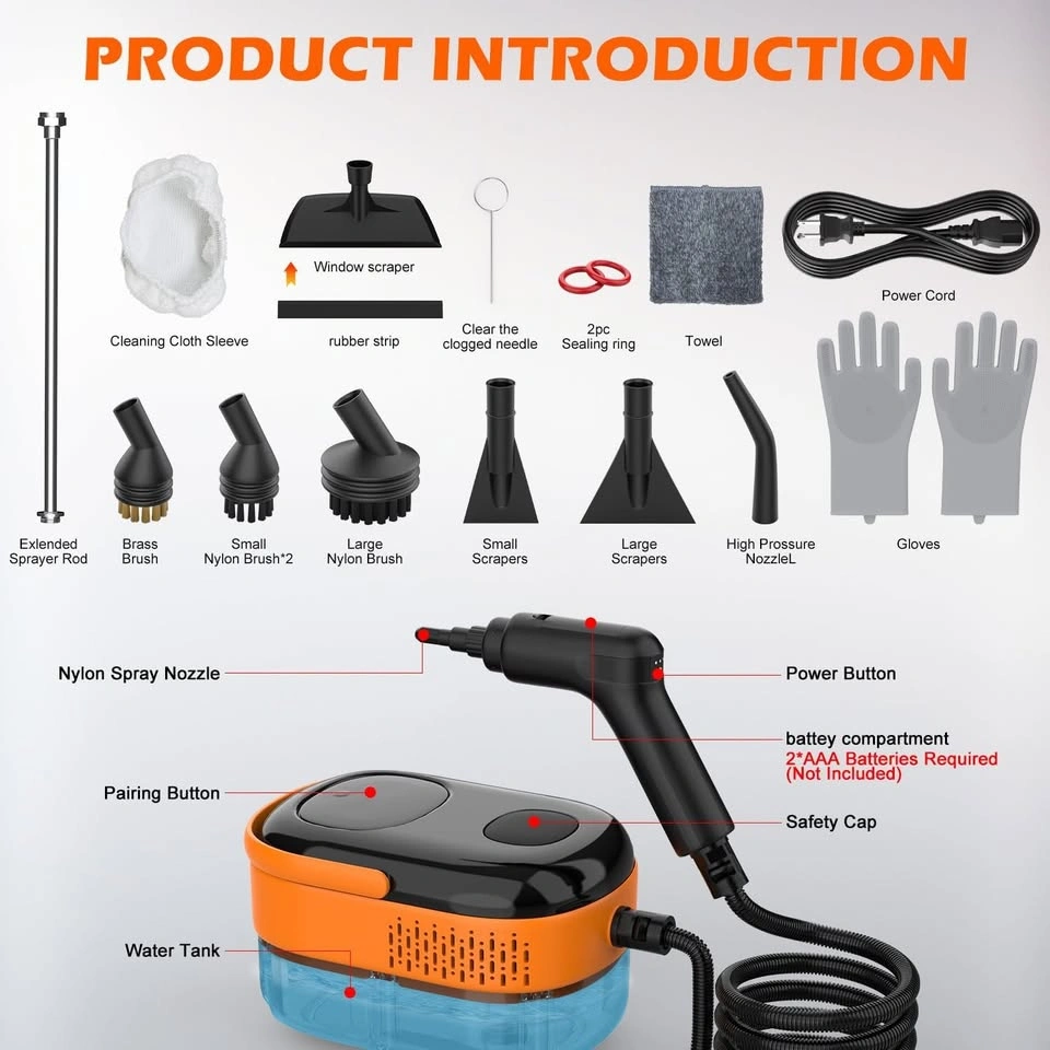 Portable Handheld Steam Cleaner with 16 Accessories & 1400ML Tan - photo 2