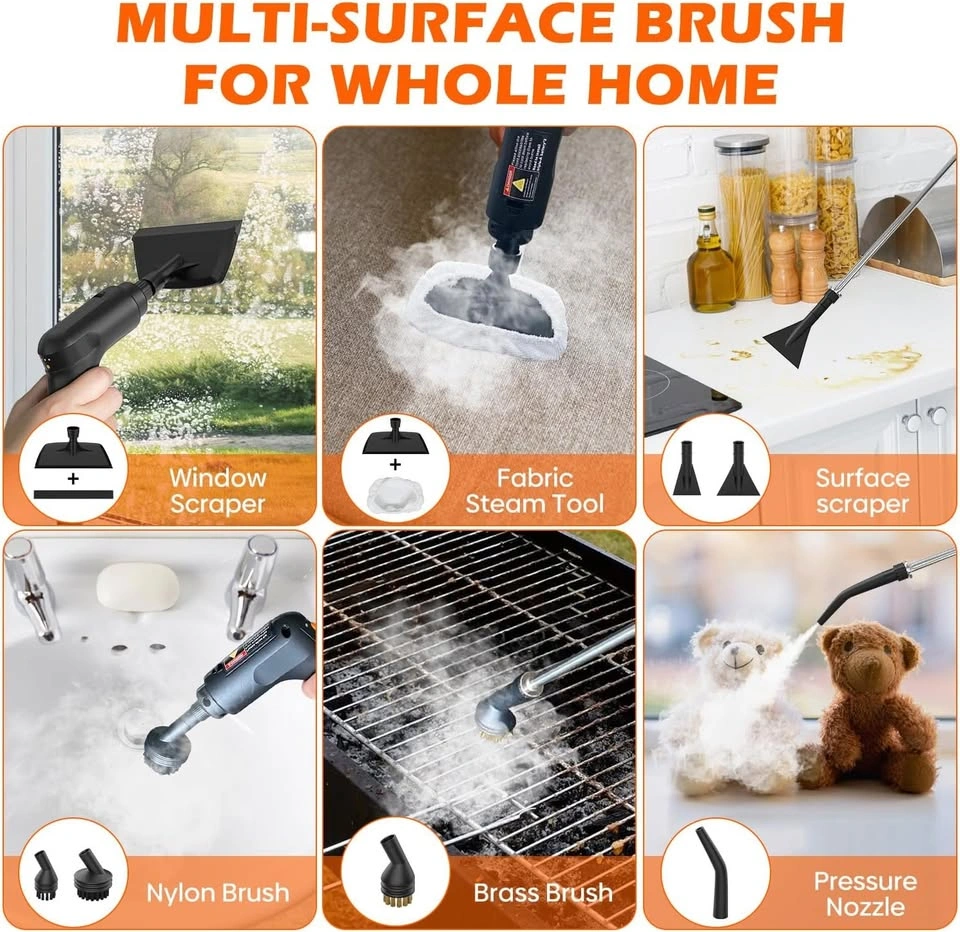 Portable Handheld Steam Cleaner with 16 Accessories & 1400ML Tan - photo 3
