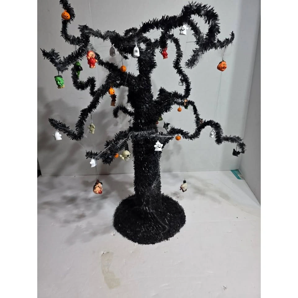 16" Halloween Black Garland Tree Poseable Limbs Decoration