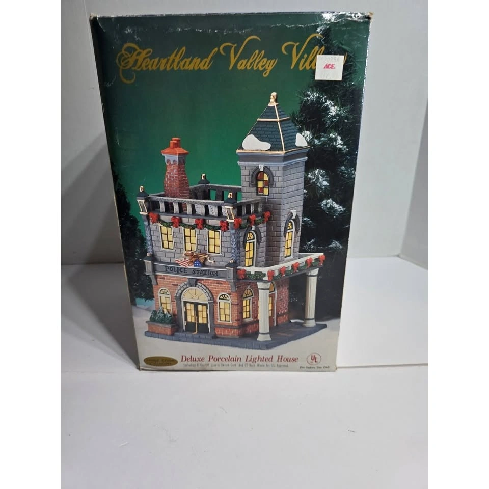 Vintage 2002 Heartland Valley Village Porcelain Lighted Police S
