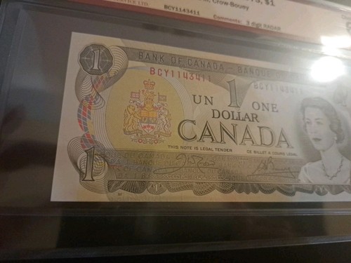 1973 Bank Of Canada $1, 3 Digit Radar Note, BCS 63 - photo 3