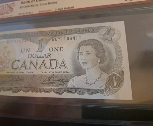 1973 Bank Of Canada $1, 3 Digit Radar Note, BCS 63 - photo 4