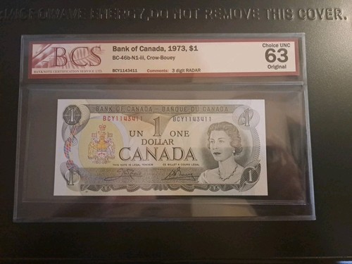 1973 Bank Of Canada $1, 3 Digit Radar Note, BCS 63 - photo 5