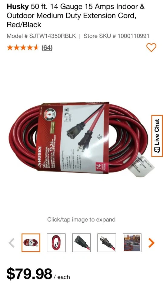 Husky 50 ft. 14 Gauge 15 Amps Outdoor Medium Duty Extension Cord - photo 5