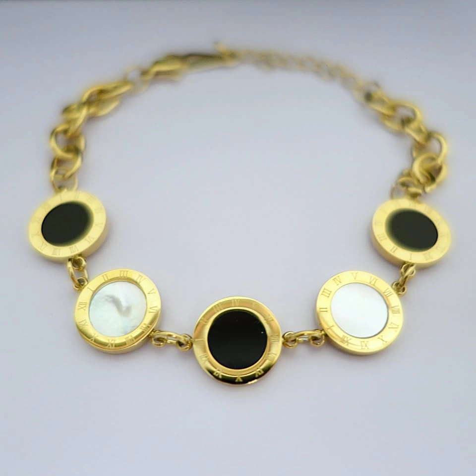 New Designer Inspired Roman Numeral MOP & Onyx Bracelet - photo 2