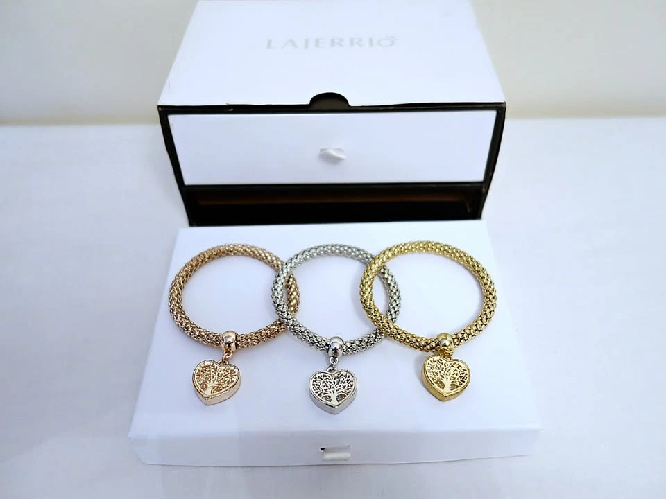 3-Piece Gold Tone Stretch Bracelet Set with Jewellery Box