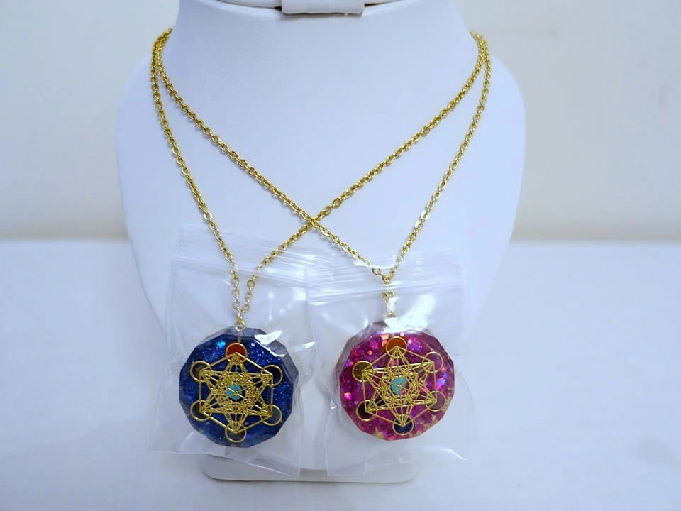 New Metatron's Cube Orgone Resin Pendants & Stainless Chain