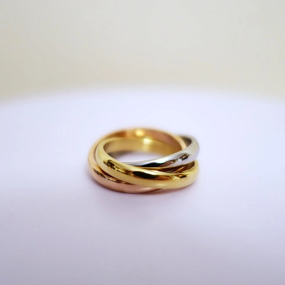 New 3-Piece Size 5, 6, 7 Tri-Tone Stainless Steel Rolling Rings - photo 2