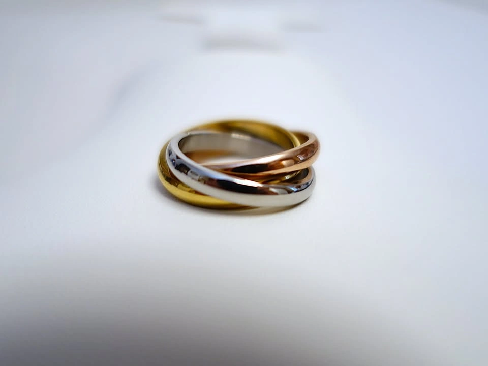 New 3-Piece Size 5, 6, 7 Tri-Tone Stainless Steel Rolling Rings - photo 5