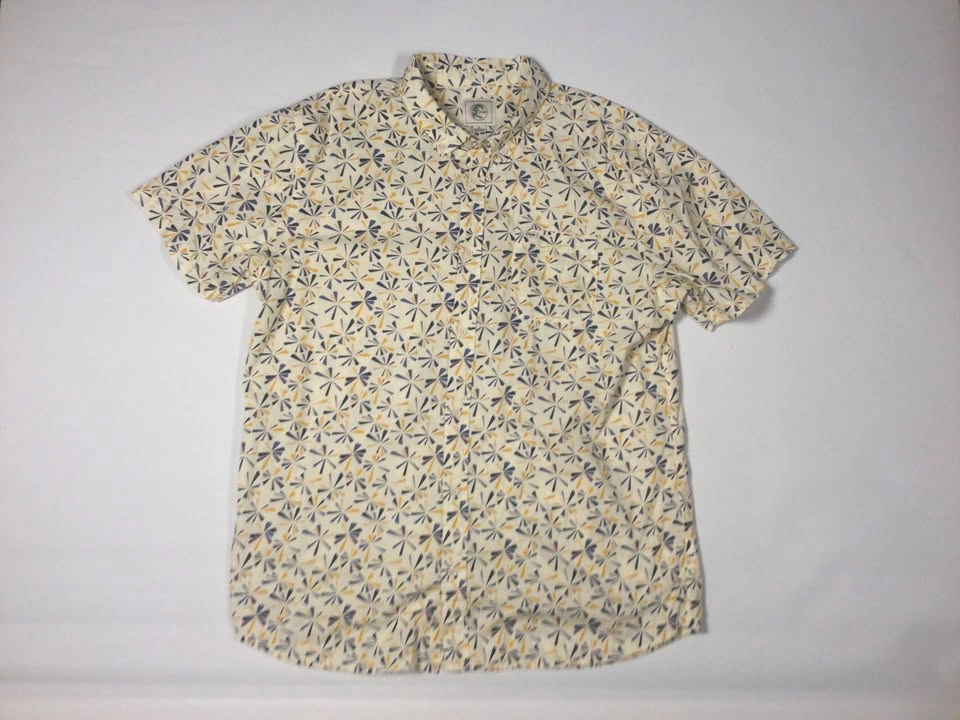 O'Neill Mens Short Sleeve Shirt XL White Yellow Gold Blue Floral