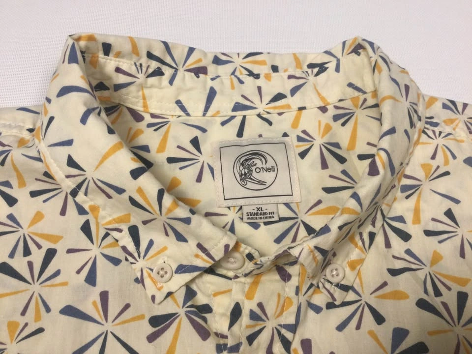 O'Neill Mens Short Sleeve Shirt XL White Yellow Gold Blue Floral - photo 2