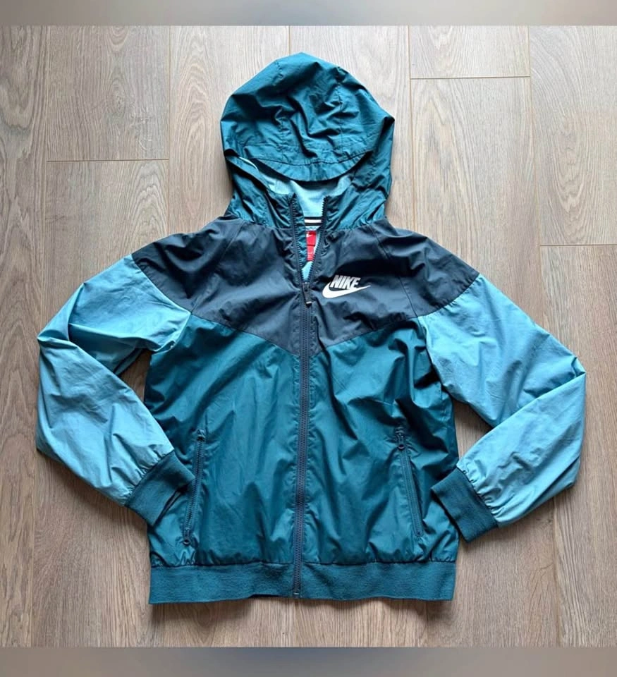 Nike Youth Hooded Windbreaker Jacket – Size L (Teal Blue)