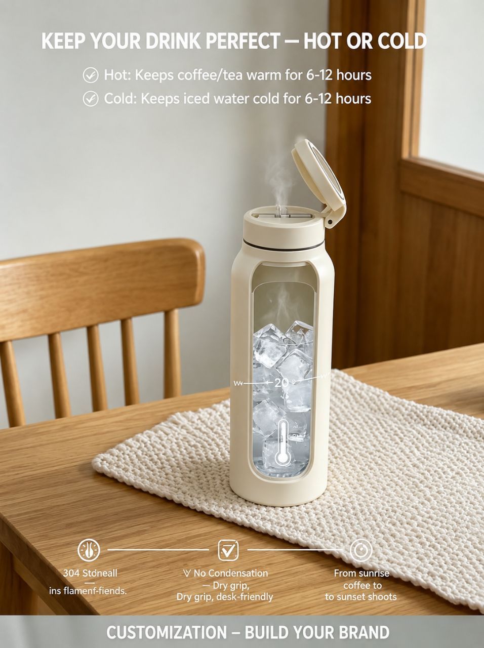 24 oz Insulated Tumbler – Keeps Drinks Hot & Cold – Cream - photo 2