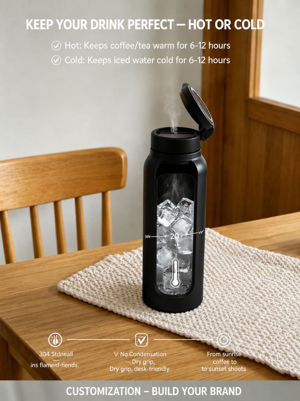 24 oz Insulated Tumbler – Keeps Drinks Hot & Cold – Black - photo 5