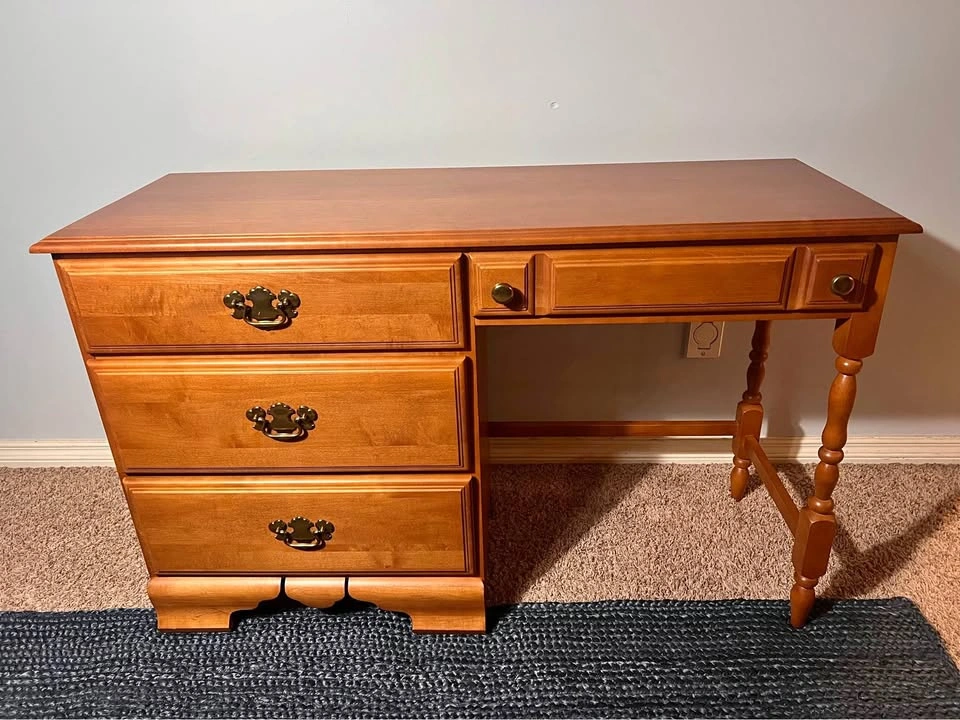 Solid Maple Writing Desk / Vanity Table - Colonial Style