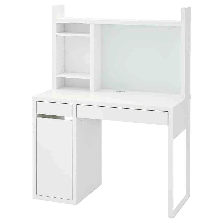 IKEA MICKE Desk with Add-on Unit and Swivel Chair