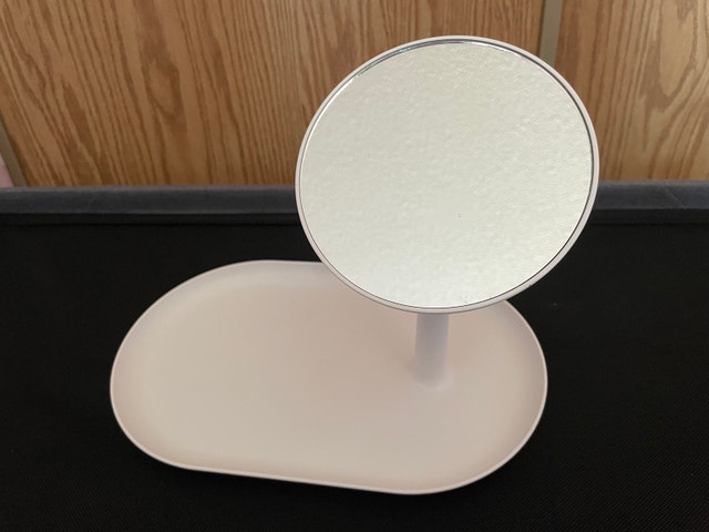 Minimalist White Vanity Mirror with Storage Tray