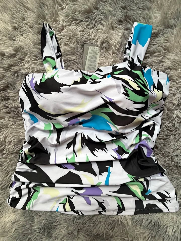 RELLECIGA Women's Ruched Tankini Top Swimsuits - XL