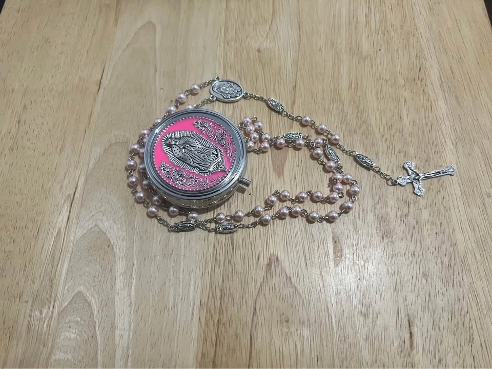 Pink Pearl Rosary with Virgin of Guadalupe Case - photo 2