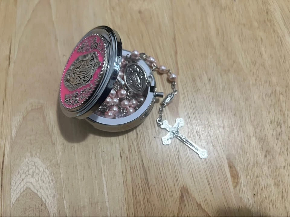 Pink Pearl Rosary with Virgin of Guadalupe Case - photo 3