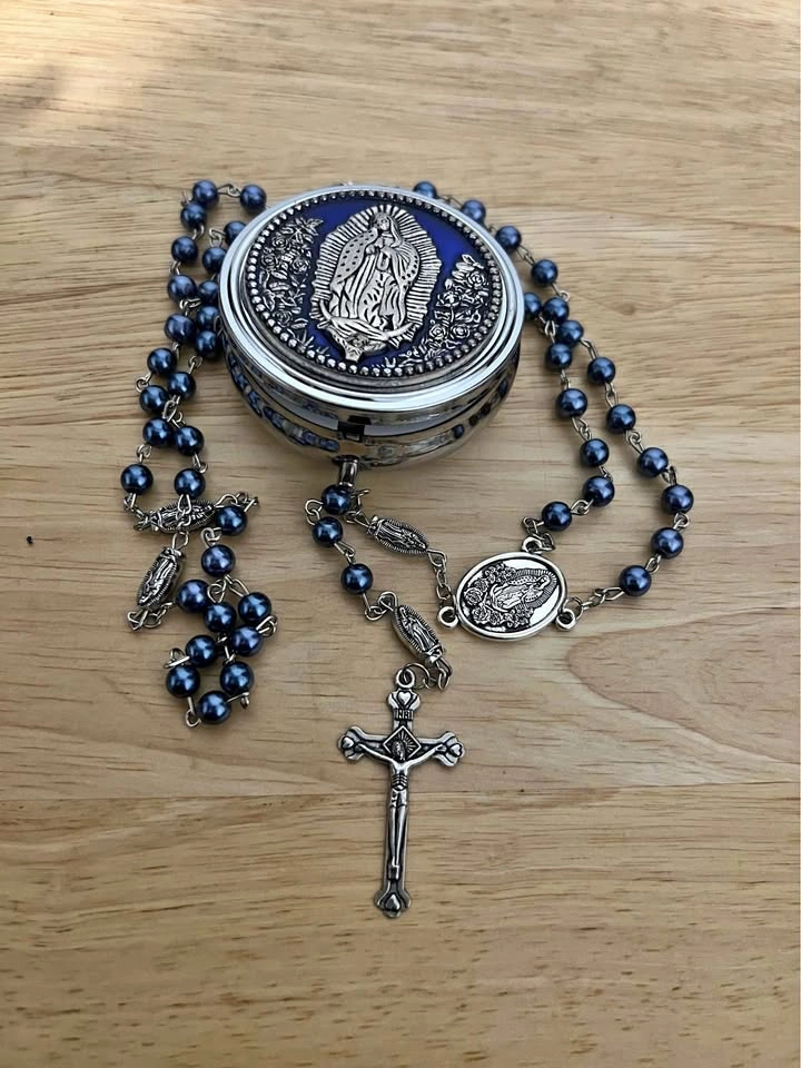Our Lady of Guadalupe Rosary and Metal Case Set