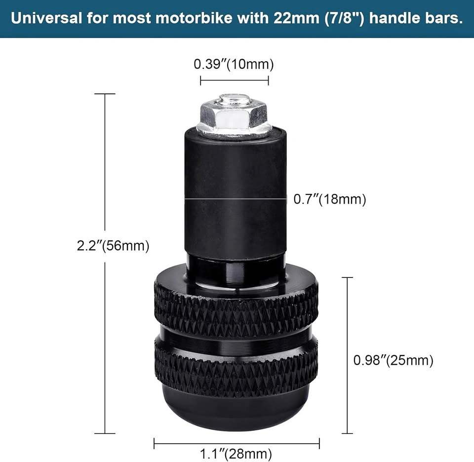 Motorcycle Bar End Plugs, Universal 7/8 inch
