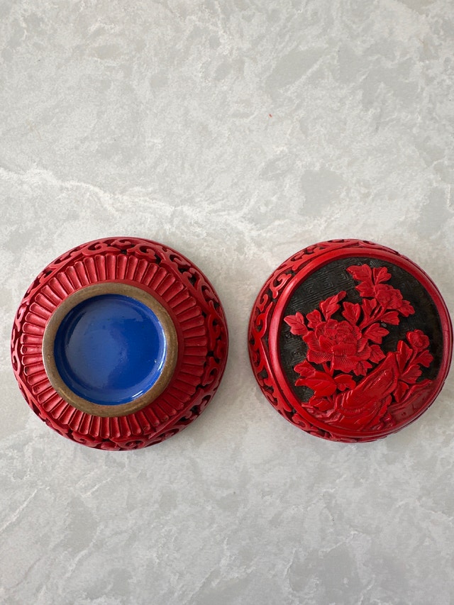Vintage Chinese cinnabar hand-carved trinket box - photo 5