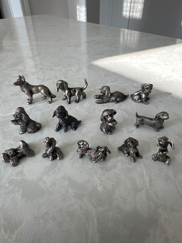 Solid metal vintage miniature dog figurines. Set of 13. - photo 2