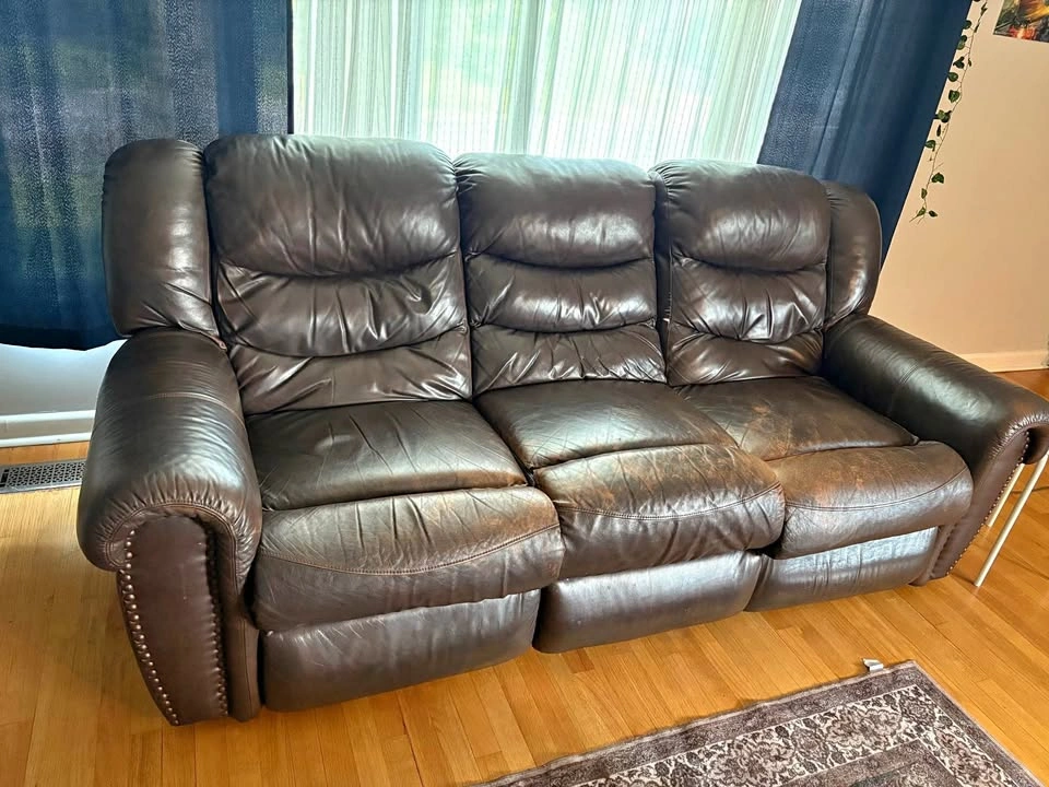 Brown Leather Dual Reclining Sofa
