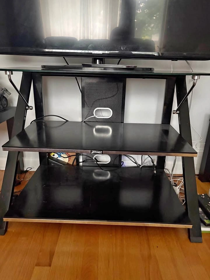 Glass and Metal TV Stand