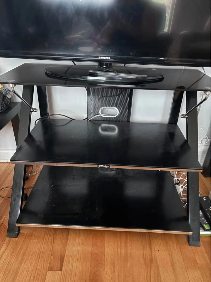 Glass and Metal TV Stand - photo 2