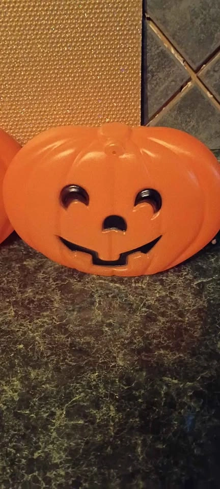 Vintage Pumpkin Jack O Lantern Hanging Blow Molds Pair 80s - photo 2