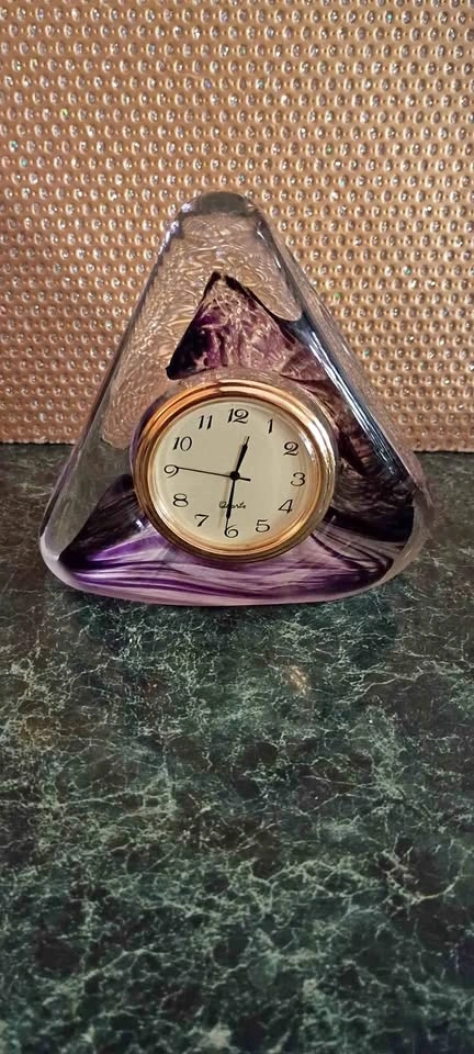 Cathiness Glass Triangular Clock Vintage As Is