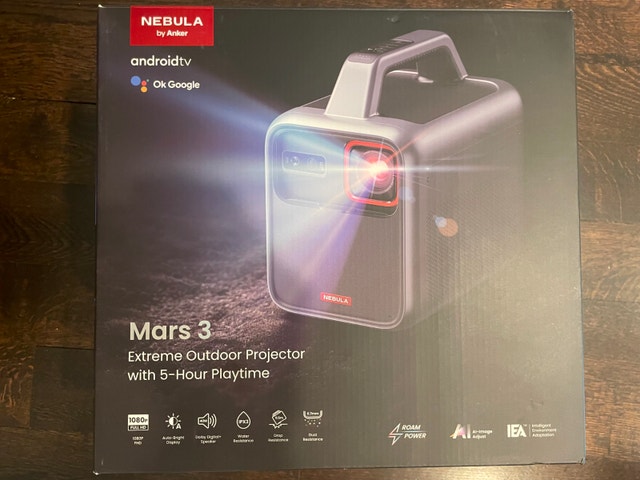 Outdoor rated battery powered projector - Anker Nebula Mars 3