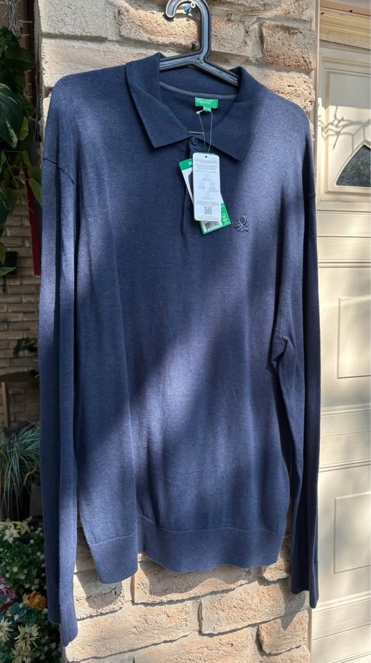 Brand New NWT United Colors of Benetton Long Sleeve Knit Polo -