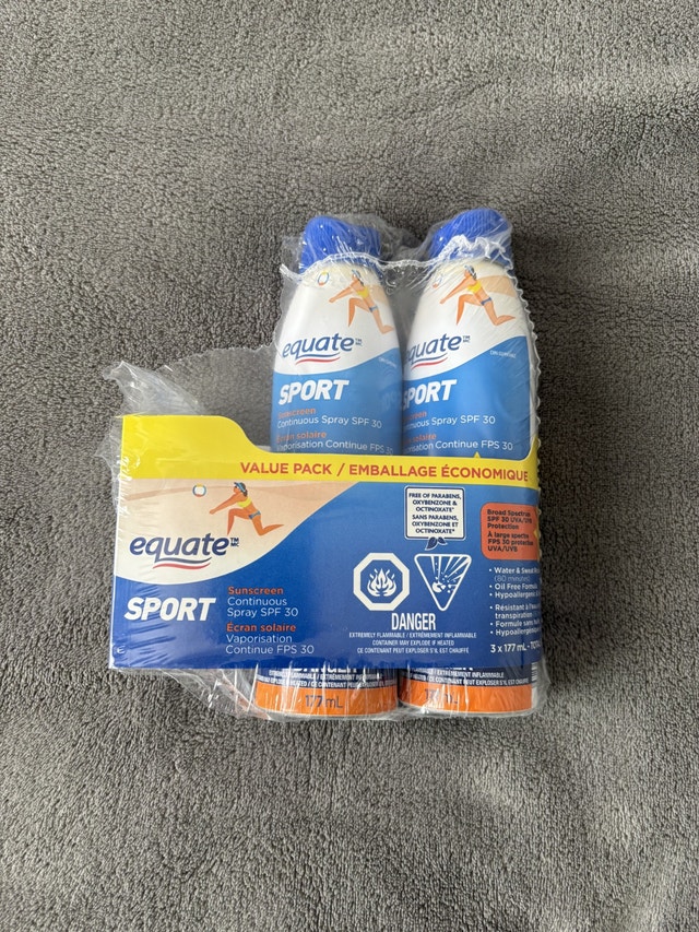 Equate Sport SPF 30 Sunscreen 2 bottles brand new