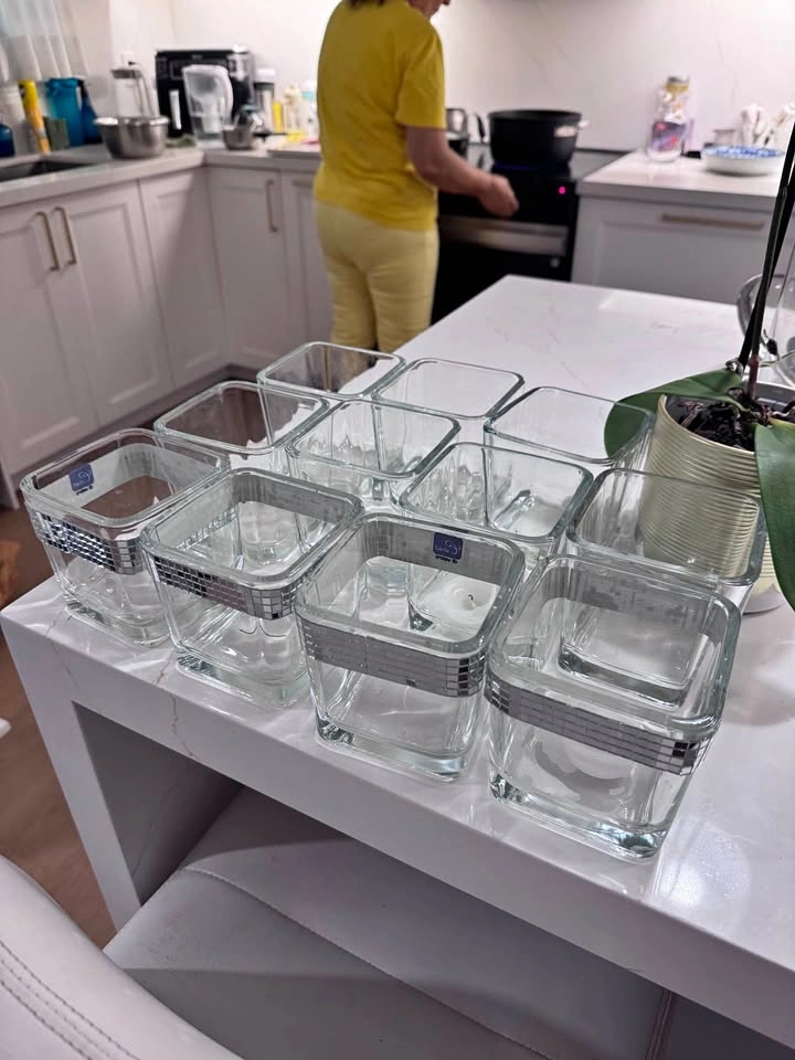 Set of 11 Square Glass Vases