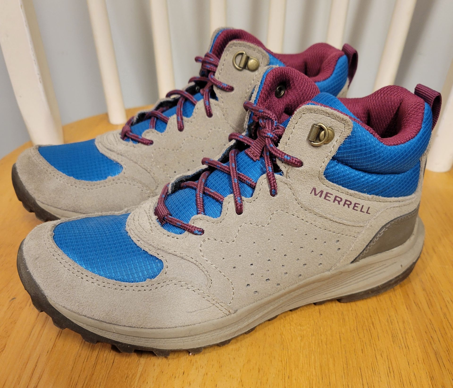 Merrell Unisex Kids Notch Mid Hiking Boots Taupe/Blue Size 4 / N - photo 2