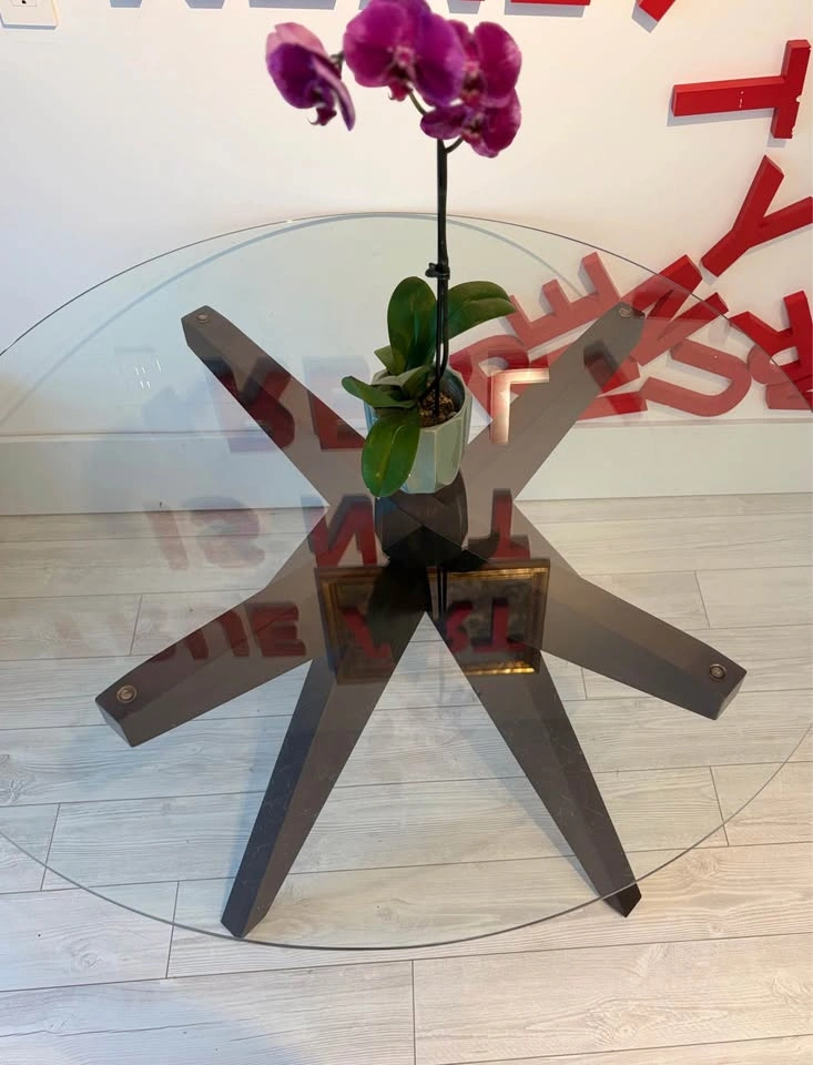 GORGEOUS SOLID WOOD MCM DINING TABLE WITH GLASS TOP! - photo 4