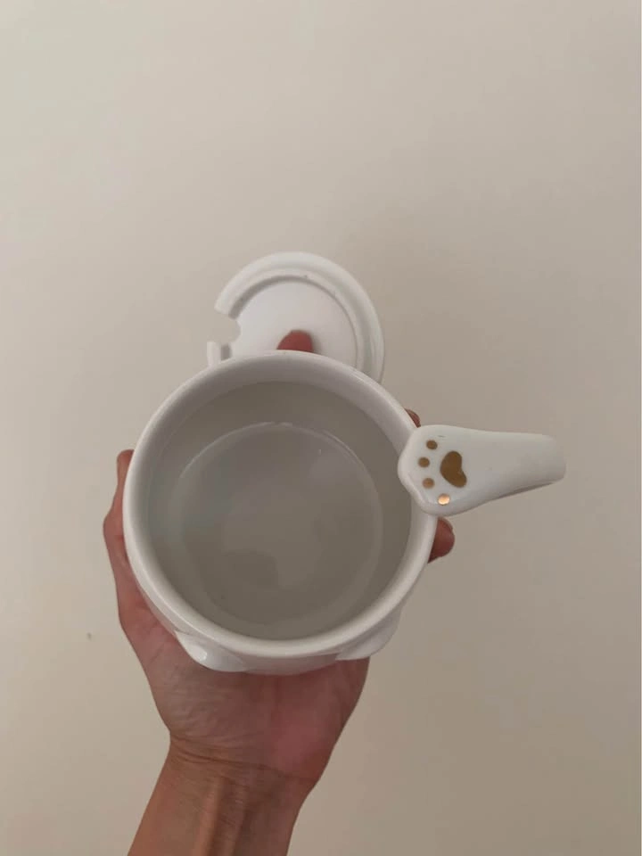 White Gold Cat Mug with lid - photo 2