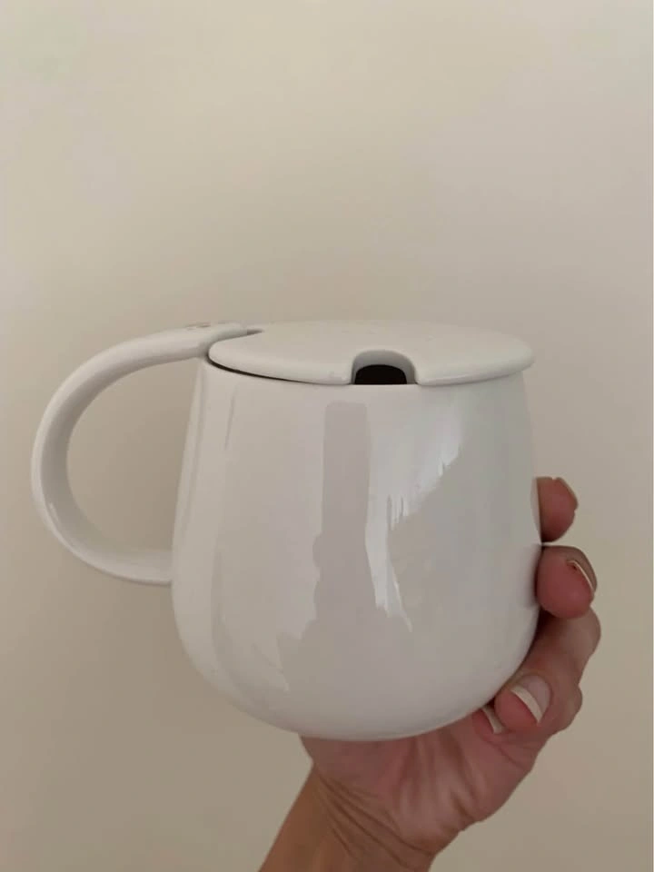 White Gold Cat Mug with lid - photo 3