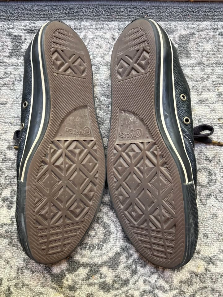 Size 11.5 Converse All Star Black Leather Low-Top Sneakers - photo 3