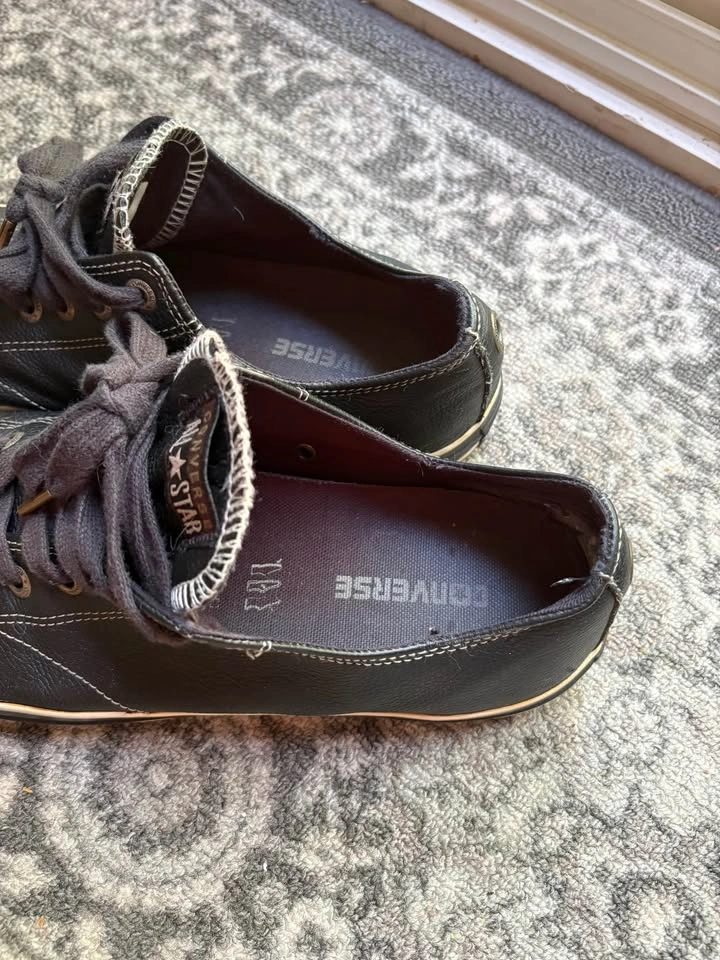 Size 11.5 Converse All Star Black Leather Low-Top Sneakers - photo 4