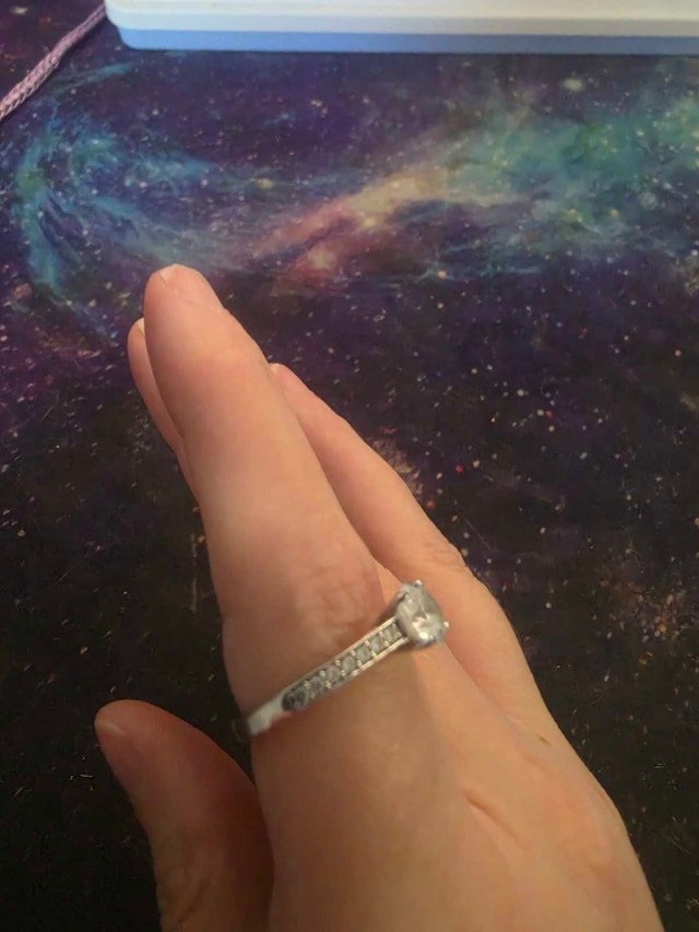 Solitaire Ring with Side Accents - photo 2