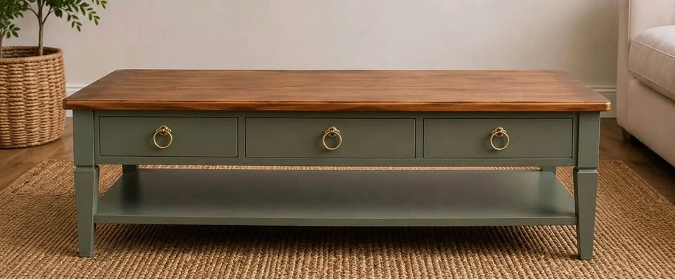 Beautifully Refinished Wooden 3-Piece Coffee & Side Table Set - photo 2