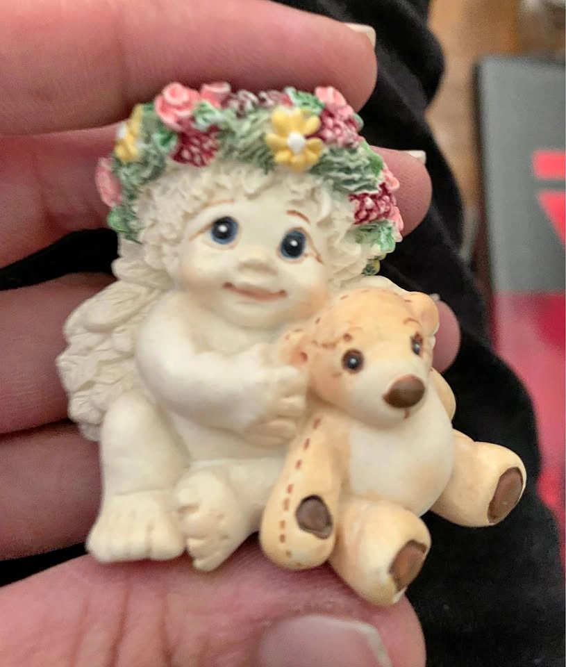 Child Holding Teddy Mini Figurine