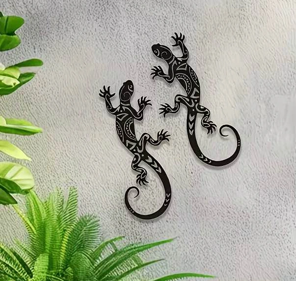 *NEW* Pair of Gecko Metal Wall Art Decor - photo 2